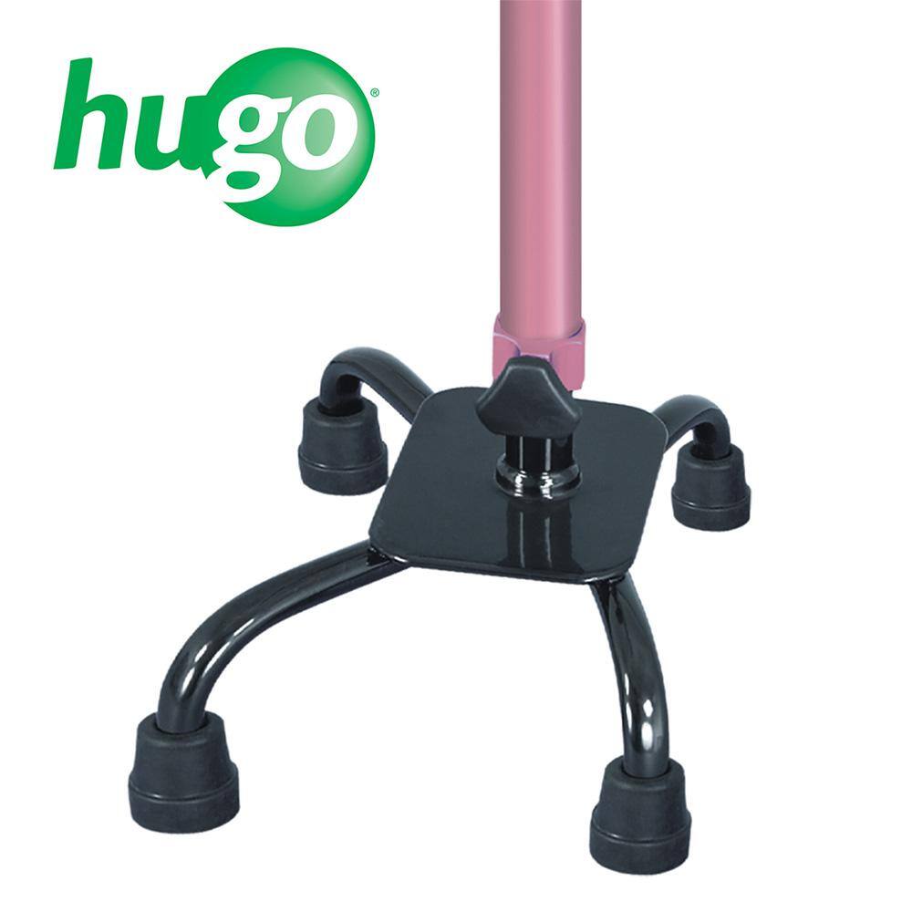 Hugo Mobility Adjustable Quad Cane for Right or Left Hand Use Small Base Rose 731-854