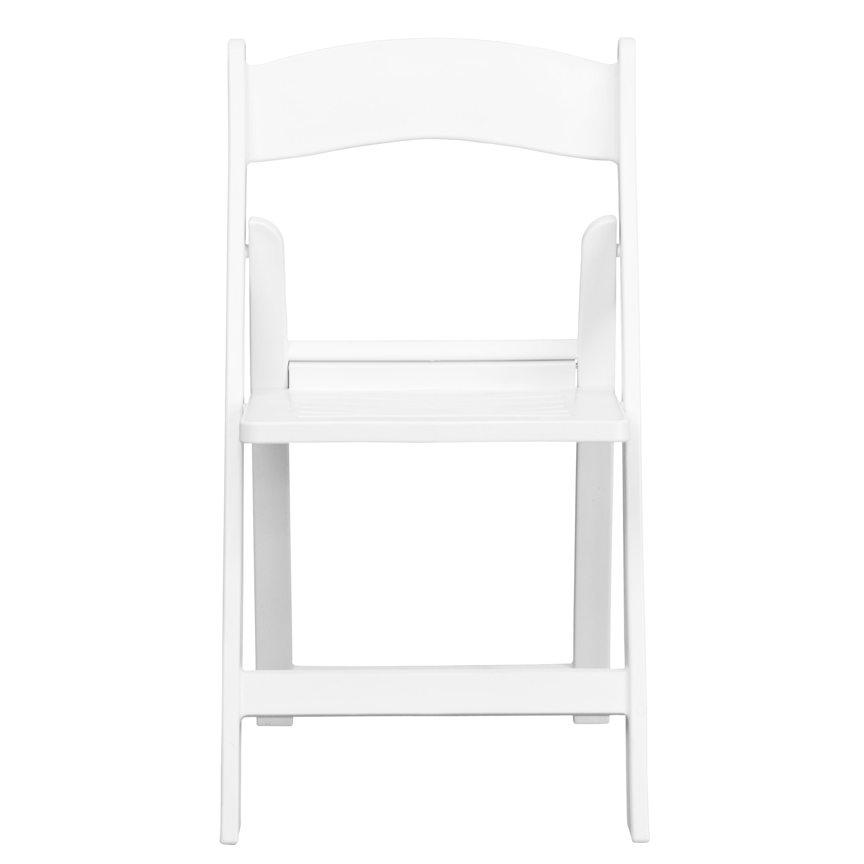 Emma + Oliver 2 Pack White Resin Slatted Party & Rental Folding Chair Indoor Outdoor