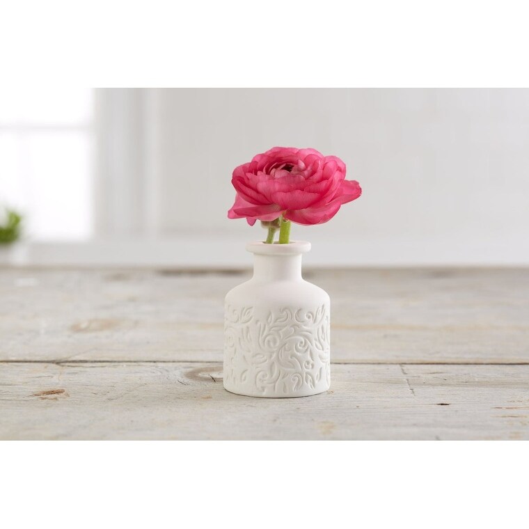 Mini Ceramic Flower Bud Vases  Perfect for Budding Flowers  Small Plants or Decoration Piece Floral Decoration (White)