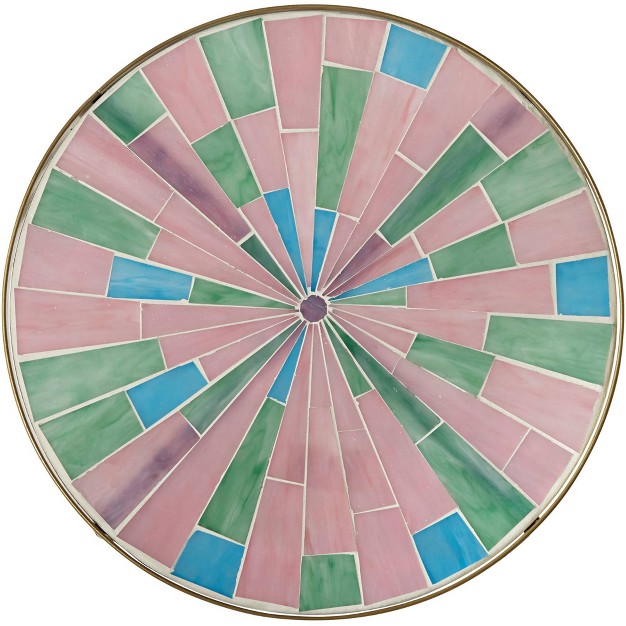 Wide Pink Green Mosaic Tabletop For Front Porch Patio House Balcony