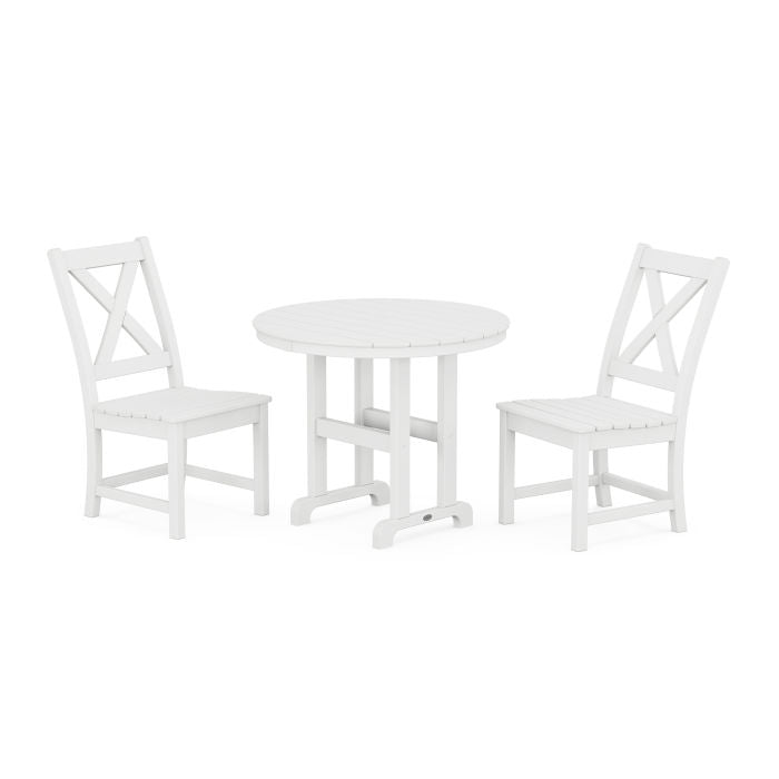 Polywood Braxton Side Chair 3-Piece Round Dining Set PWS1322-1