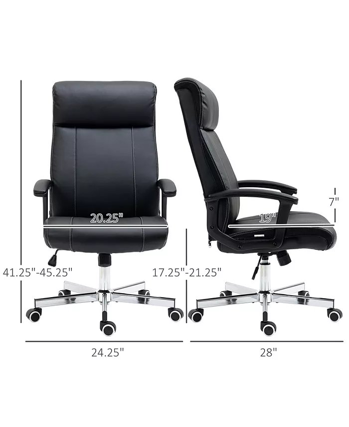 Vinsetto Home Office Chair PU Leather Computer Chair with 360 Degree Swivel Wheels Adjustable Height Tilt Function Executive Office Chair Black