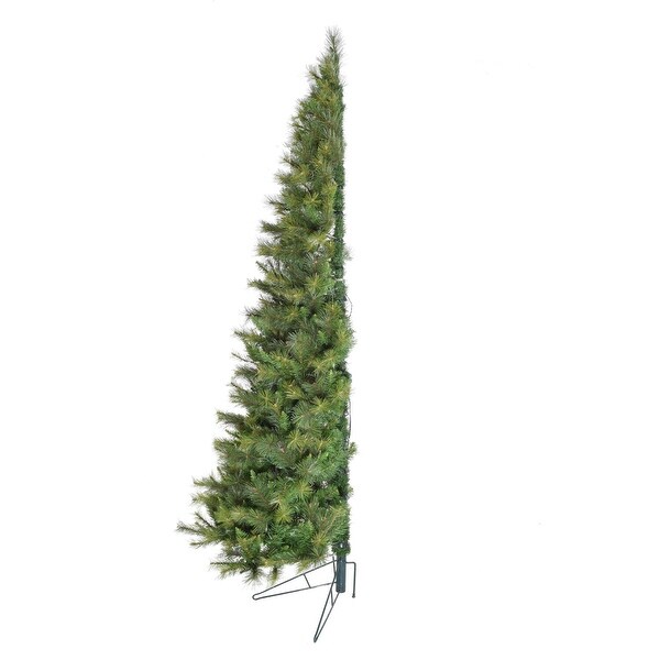 Fraser Hill Farm 7.5Ft. PreLit Half Wall Green Christmas Tree，Warm White LED Lights