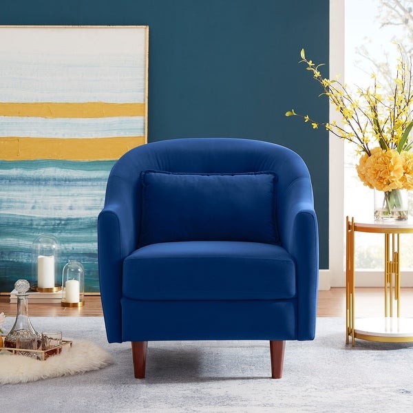 VANOMi 28.34'' Accent Armchair， Velvet Barrel Chair with Solid Wood Legs