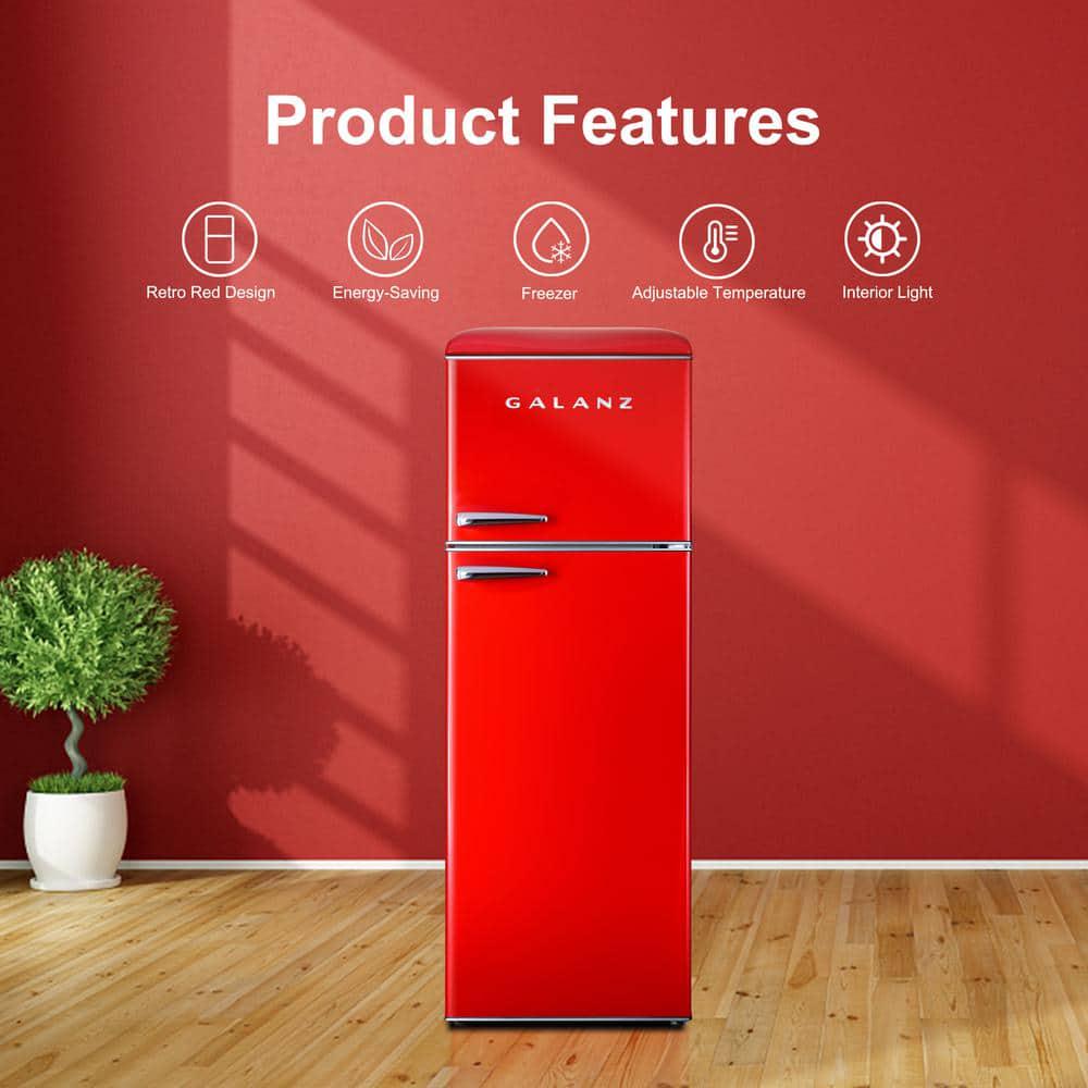 Galanz 120 cu ft Top Freezer Retro Refrigerator with Dual Door True Freezer Frost Free in Red