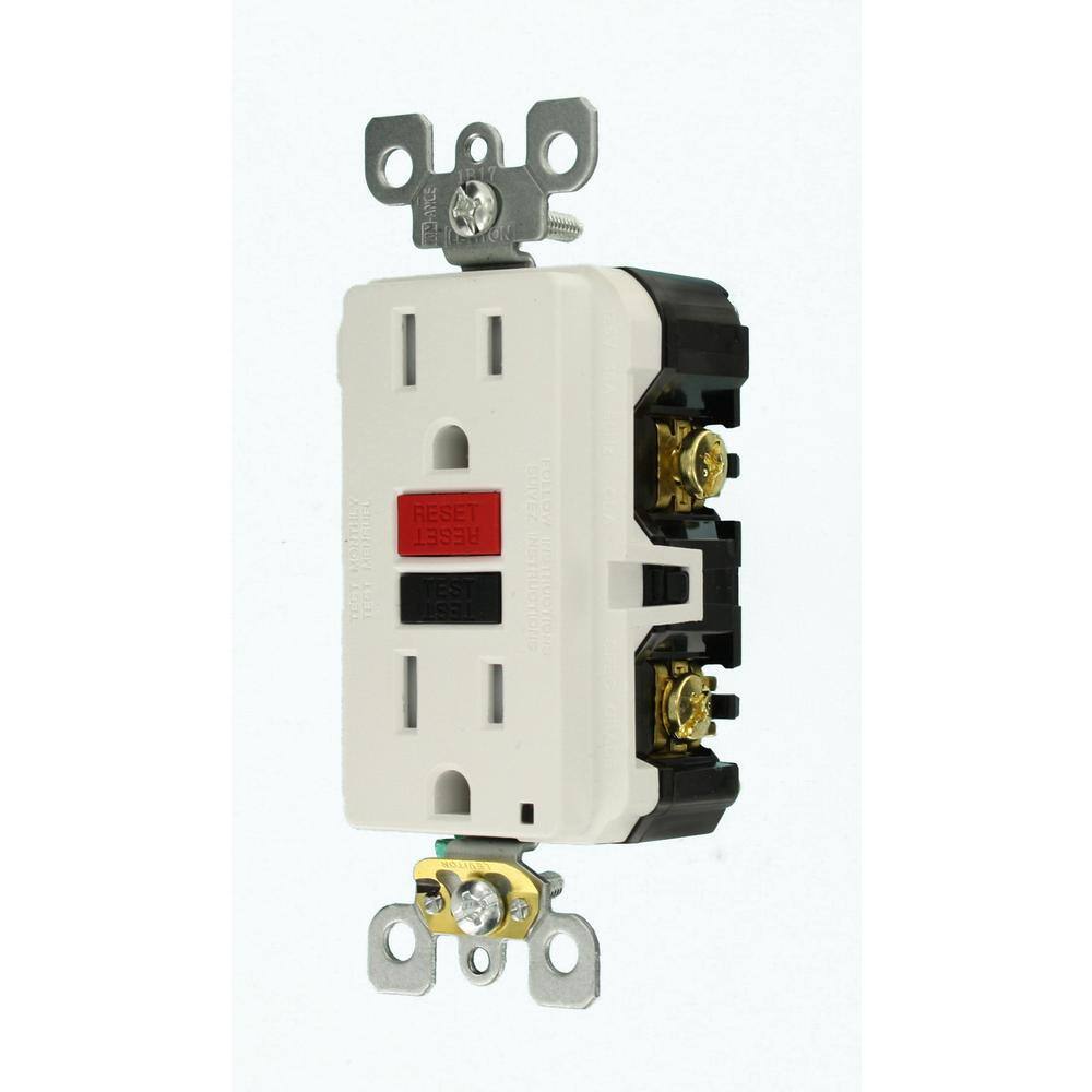 Leviton 15 Amp 125-Volt Self-Test Tamper Resistant GFCI Outlet White R99-GFTR1-RKW