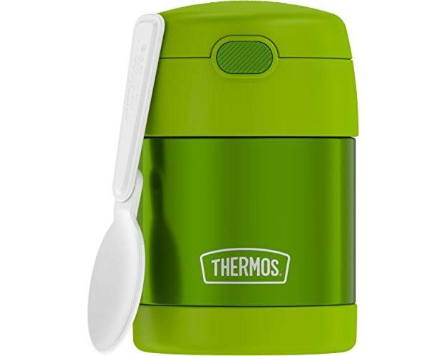 Thermos Funtainer 10 Ounce Stainless Steel Vacuum Insulated Kids Food Jar With Folding Spoon Lime