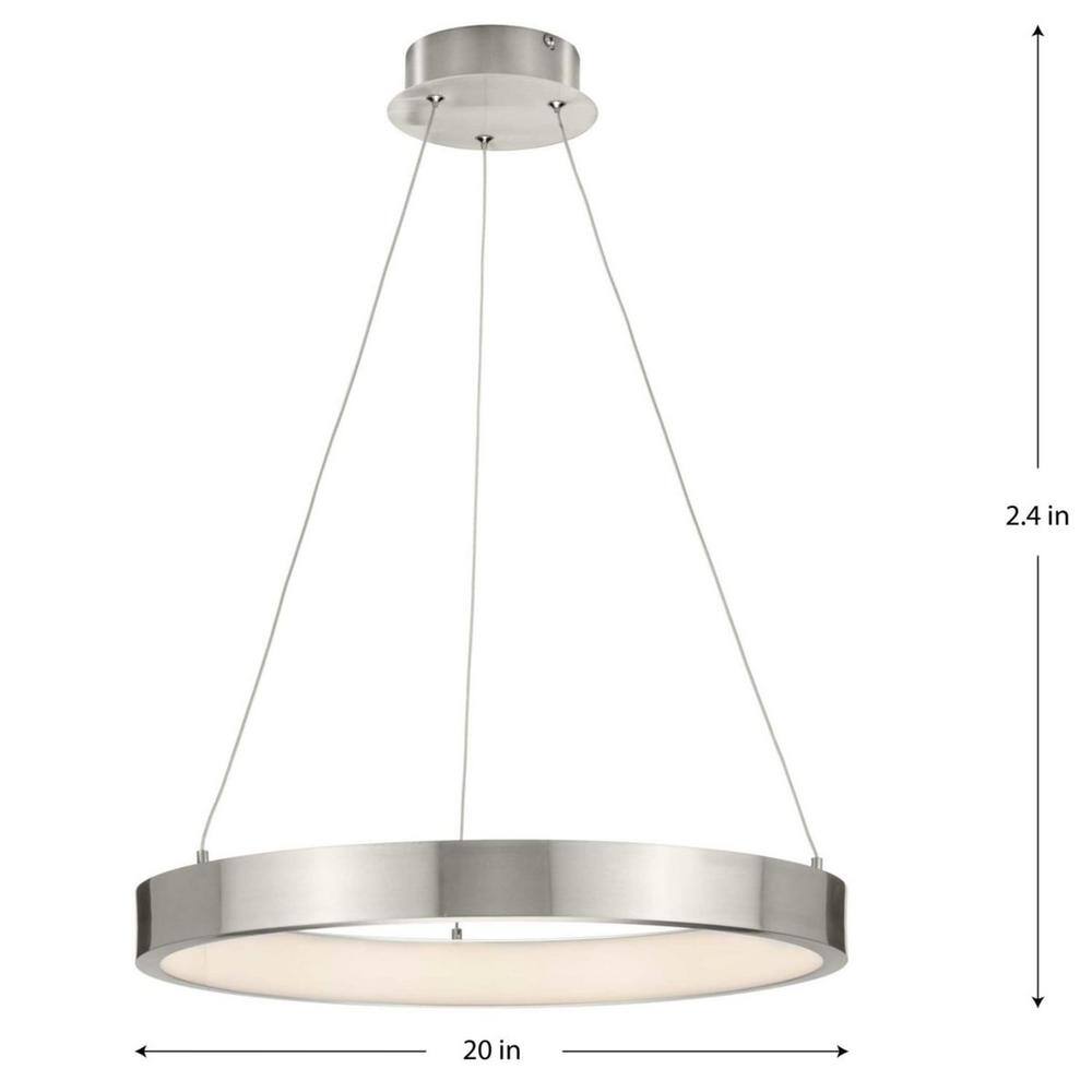 Progress Lighting Inverse Collection 27-Watt Integrated LED Brushed Nickel Modern Integrated LED Pendant with Shade P500369-009-30