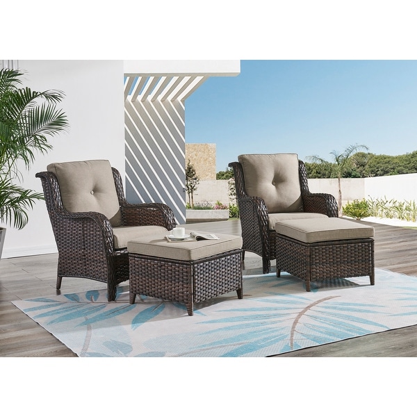 Pocassy 5Piece Patio Furniture Set with Ottomans