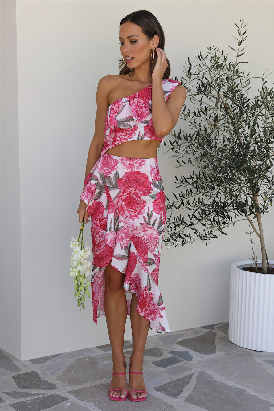 On Look Out Midi Skirt Pink