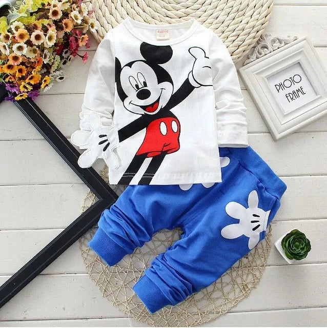 Baby Girls Boys Mickey Minnie Clothing Sets Spring Autumn Kids Outfits Hoodie+T-shirt+Pants Tracksuit Children Sport Suit