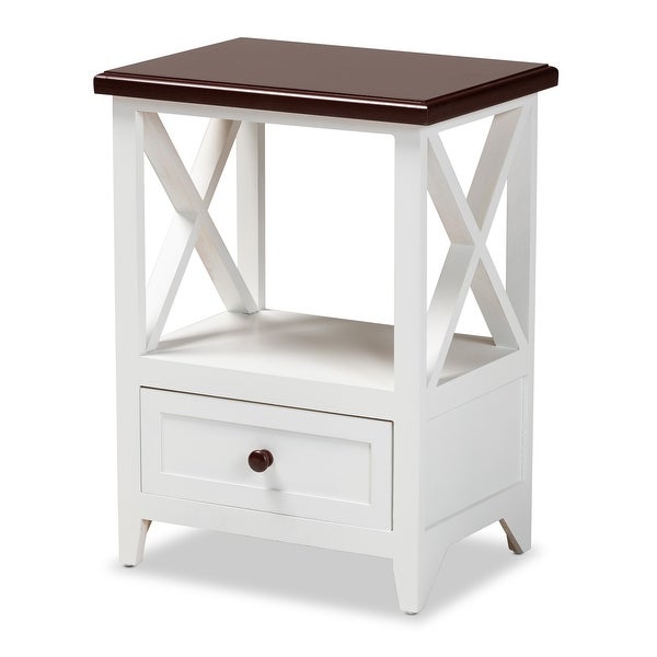 Vesta Modern and Contemporary Single Drawer Wood End table -White