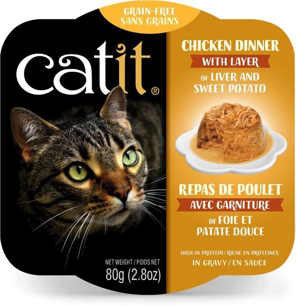 Catit Dinner Chicken w/Liver and Sweet Potato Cat Wet Food， 2.8-oz can