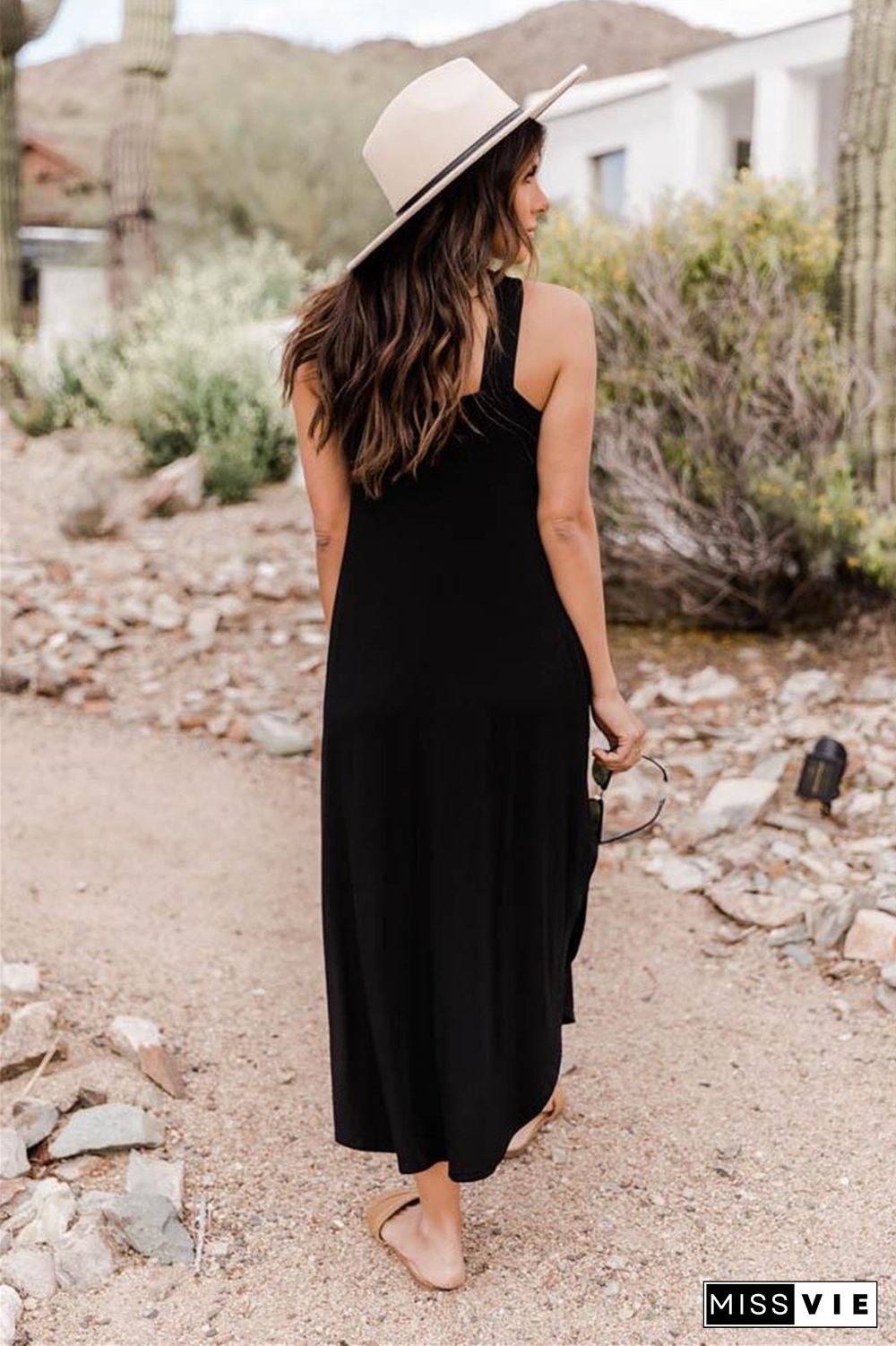 Off-the-shoulder Casual and Comfortable Long Pocket Dress with Hanging Neck