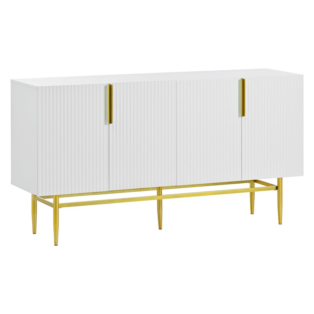 4 door Sideboard Gold Metal Handle Buffet Cabinet for Dining Room