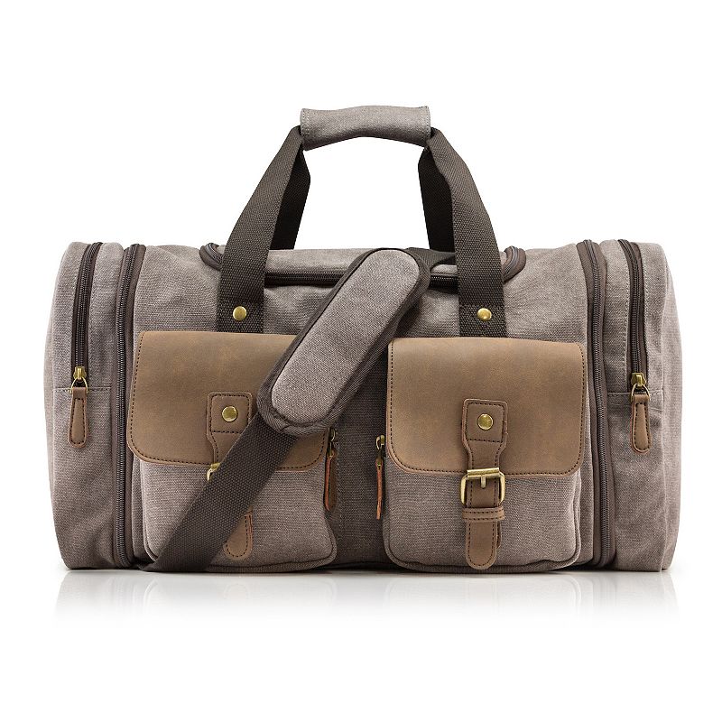 F.C Design Large Weekender Expanding Canvas Bag Travel Duffle for Women Men Overnight Carry On Tote and Luggage Sleeve