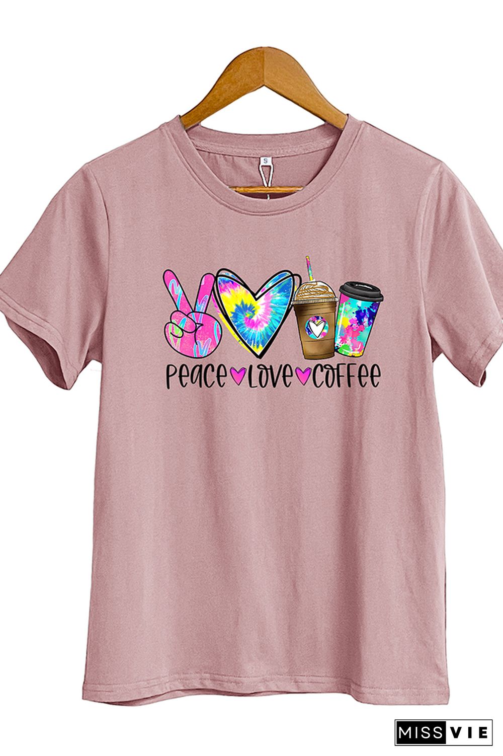 Peace Love Coffee Short Sleeve Graphic Tee Wholesale