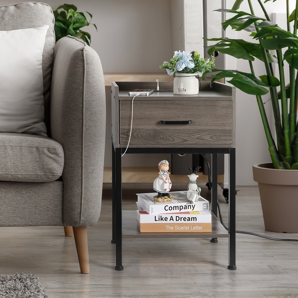 Nightstand with Charging Station and USB Ports