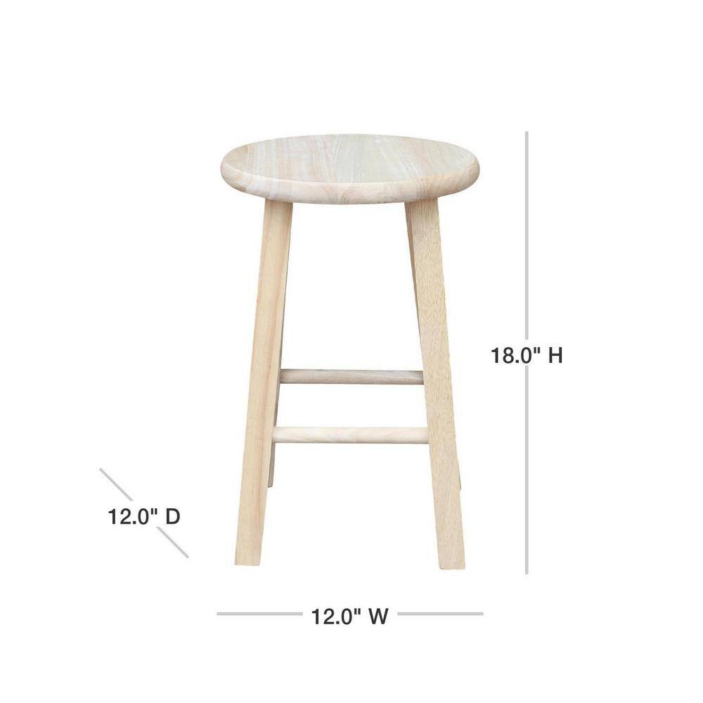 International Concepts 18 in. Unfinished Wood Bar Stool 1S-518