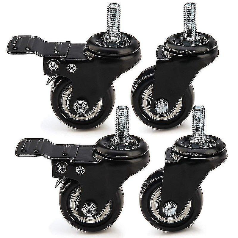 4 X Heavy Duty 50mm Pu Swivel Castor Wheels Trolley Furniture Caster