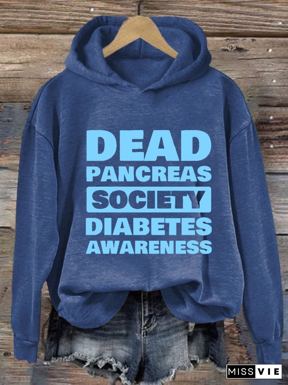 Women's Casual Diabetes Awareness Dead Pancreas Society Printed Long Sleeve Sweatshirt