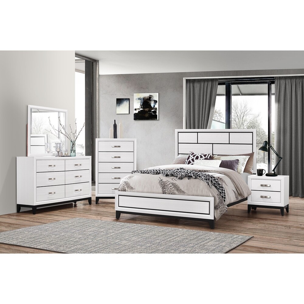 Aglae 3 Piece Chalk Rustic Panel Bedroom Set