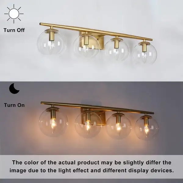 Modern Gold 4/ 3-light Bathroom Vanity Lights Glass Globe Wall Sconces