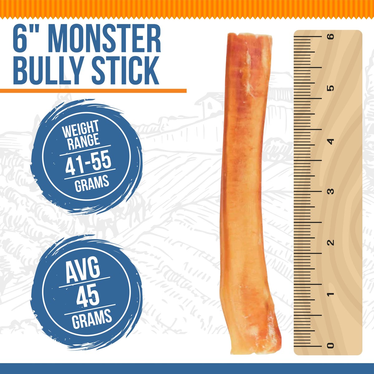 K9warehouse Monster 6-inch Bully Sticks Dog Treats