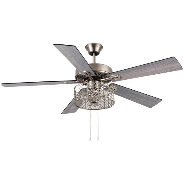 5 blade Led Industrial Satin Lighted Ceiling Fan Metallic Silver River Of Goods