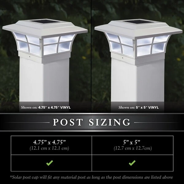 Classy Caps 5x5 White PVC Prestige Solar Post Cap (Set of 2)