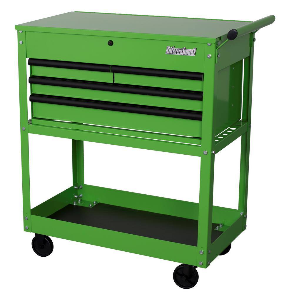 International 33 in. 4-Drawer Green Tool Cart INT33CART4GRN