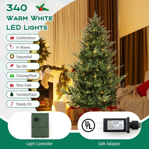 Artificial Christmas Tree with Branch Tips and Warm White LED Lights