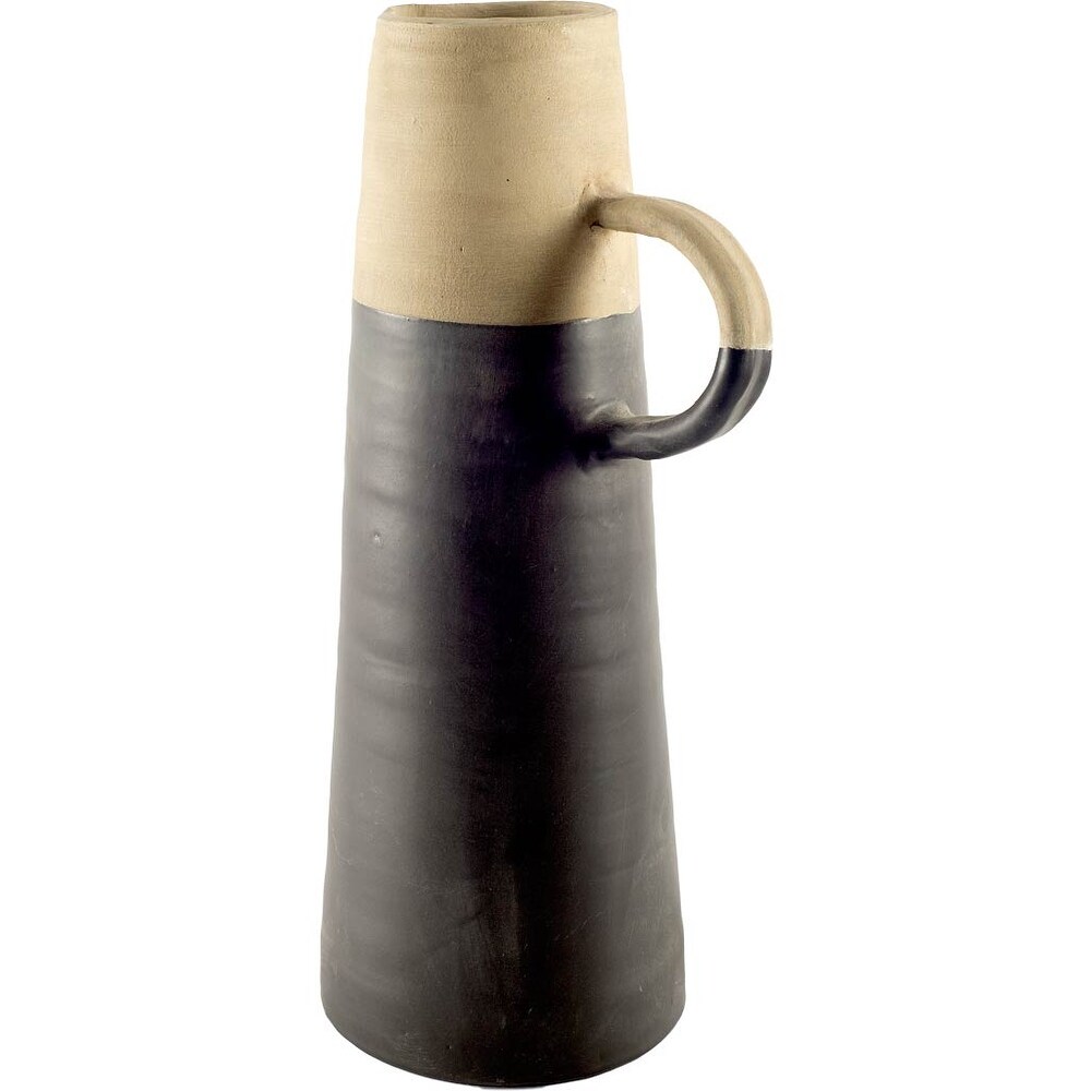 Garand III Black   Tan Ceramic Vase (Large)