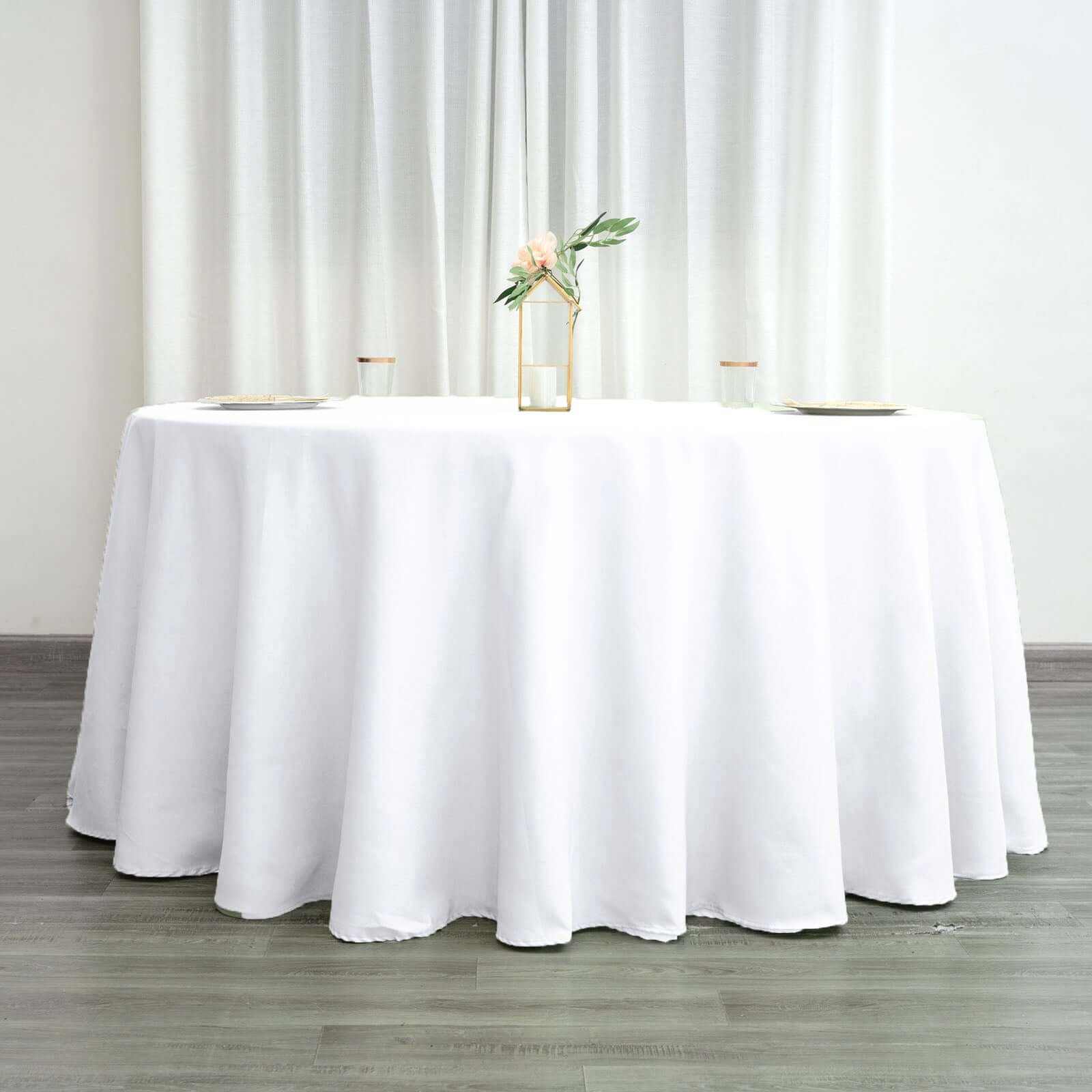 White Seamless Polyester Round Tablecloth 120