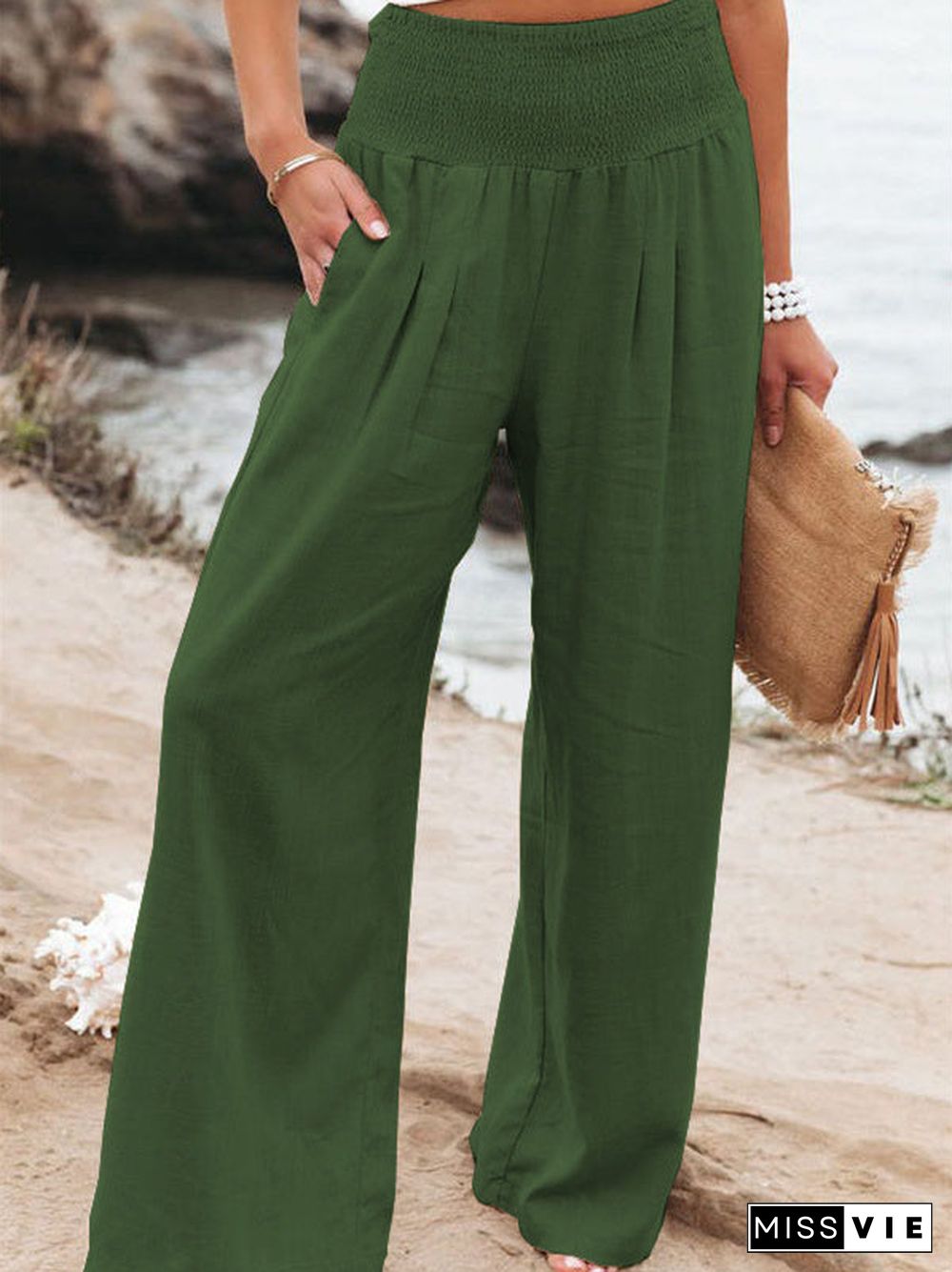 Spring Summer for Women 2022 New Women Pants Office Lady Cotton Linen Pockets Solid Loose Casual White Wide Leg Long Trousers