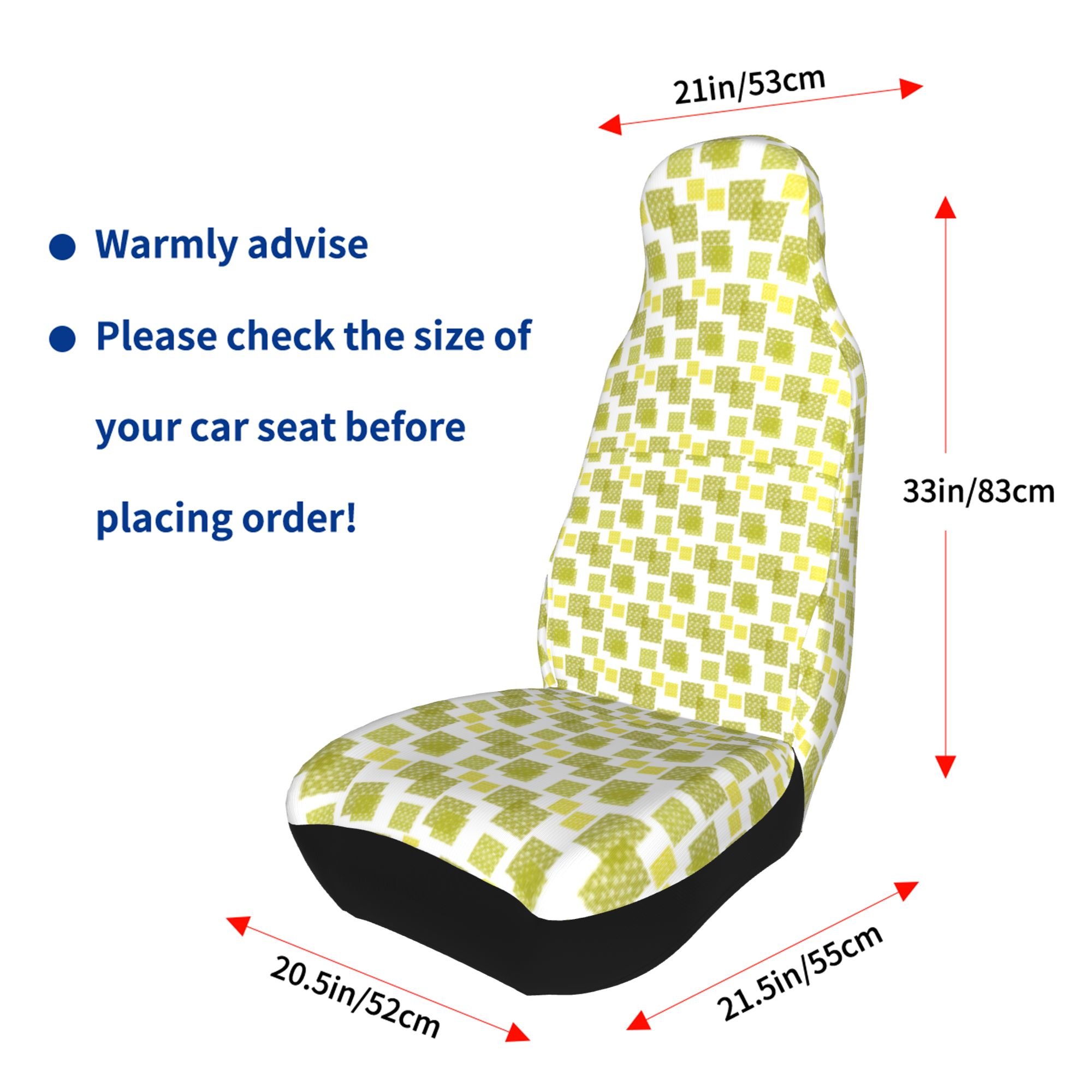 ZICANCN Car Seat Cover Green Rectangular Textured Pattern Car Front Seat Covers Protectors ， Automotive Seat Covers for Cars Trucks Suv