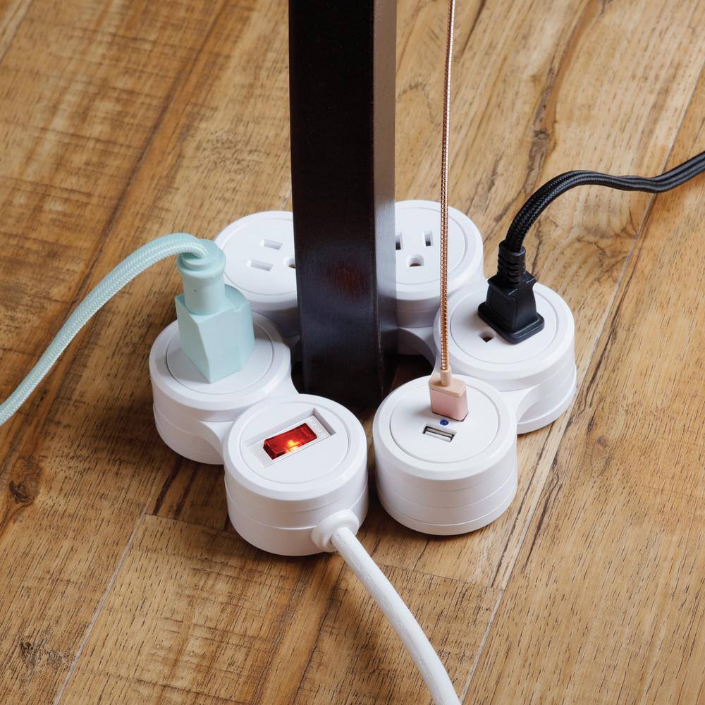 Globe Electric Flexigon 6 ft. 2 USB Port 4-Outlet Surge Protector Power Strip 7817501