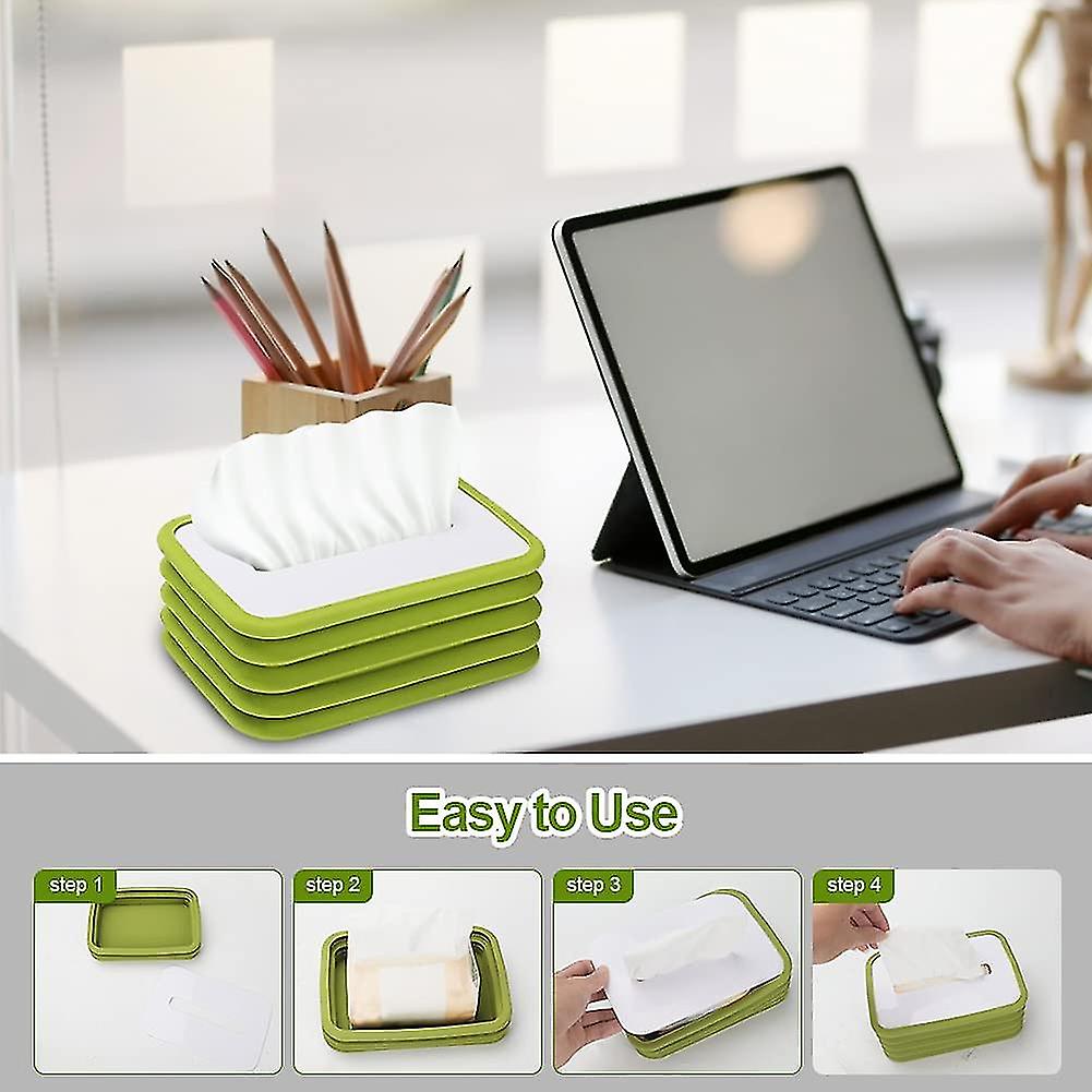 Silicone Elastic Lift Car Tissue Box， Desktop Spring Drawer， Foldable Tissue Box1pcs