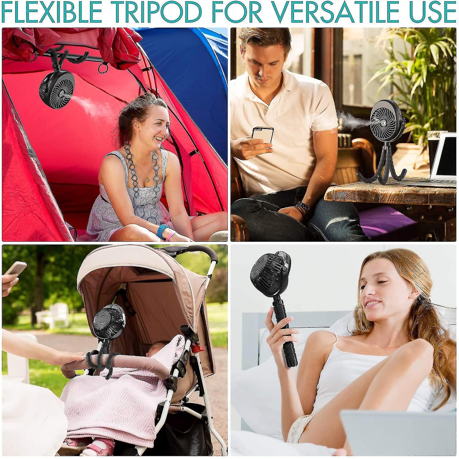 Misting Stroller Fan， Clip On Fan For Baby Portable Fan Rechargeable Handheld Personal Usb Misting F