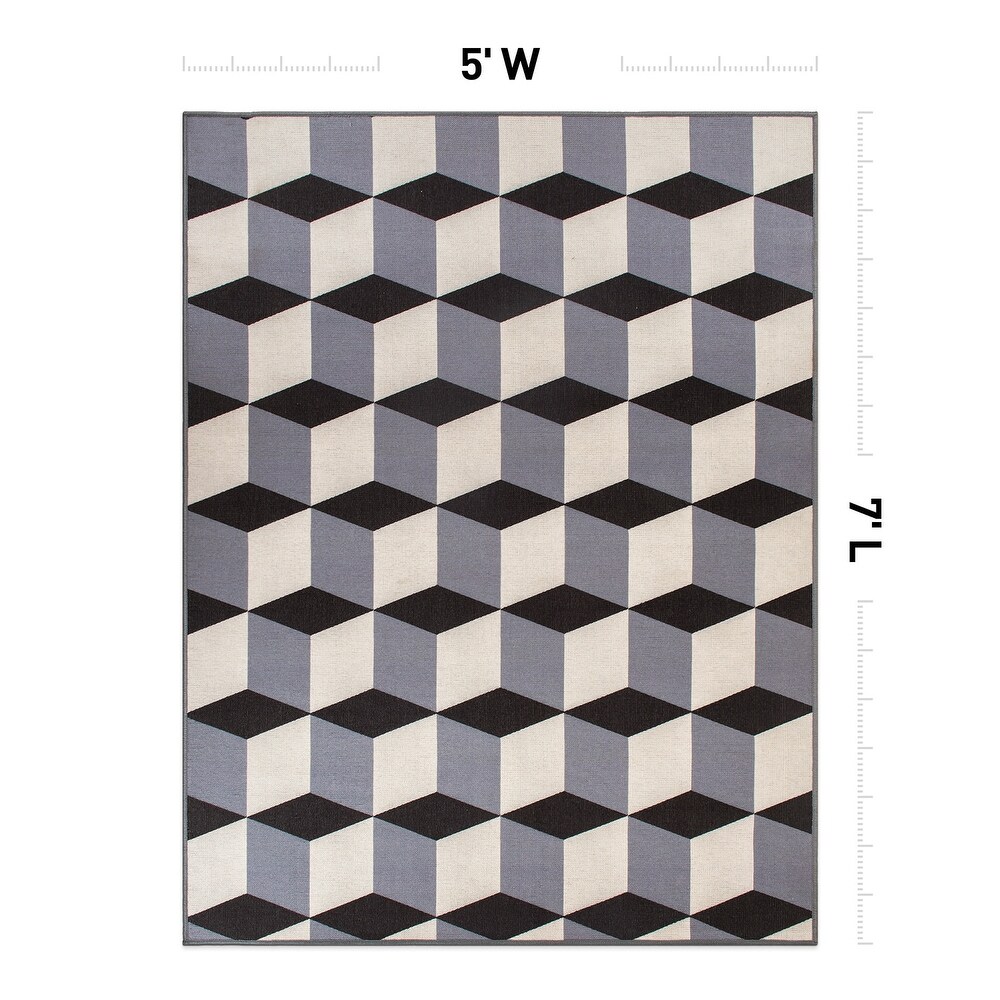 Contemporary Geometric Flatweave Indoor/Outdoor Area Rug