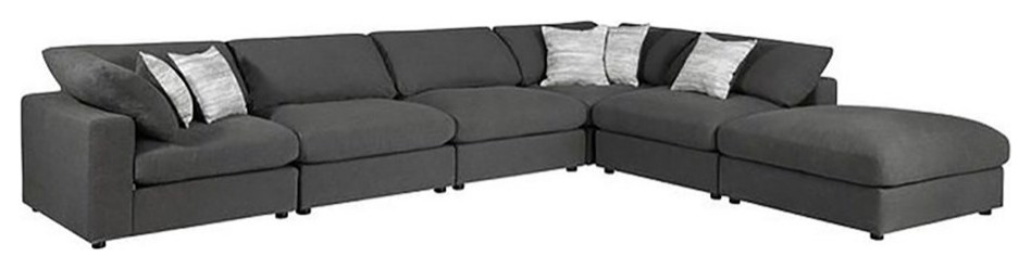 Coaster Serene 6 Piece Modern Fabric Upholstered Sectional in Gray   Transitional   Sectional Sofas   by Homesquare  Houzz