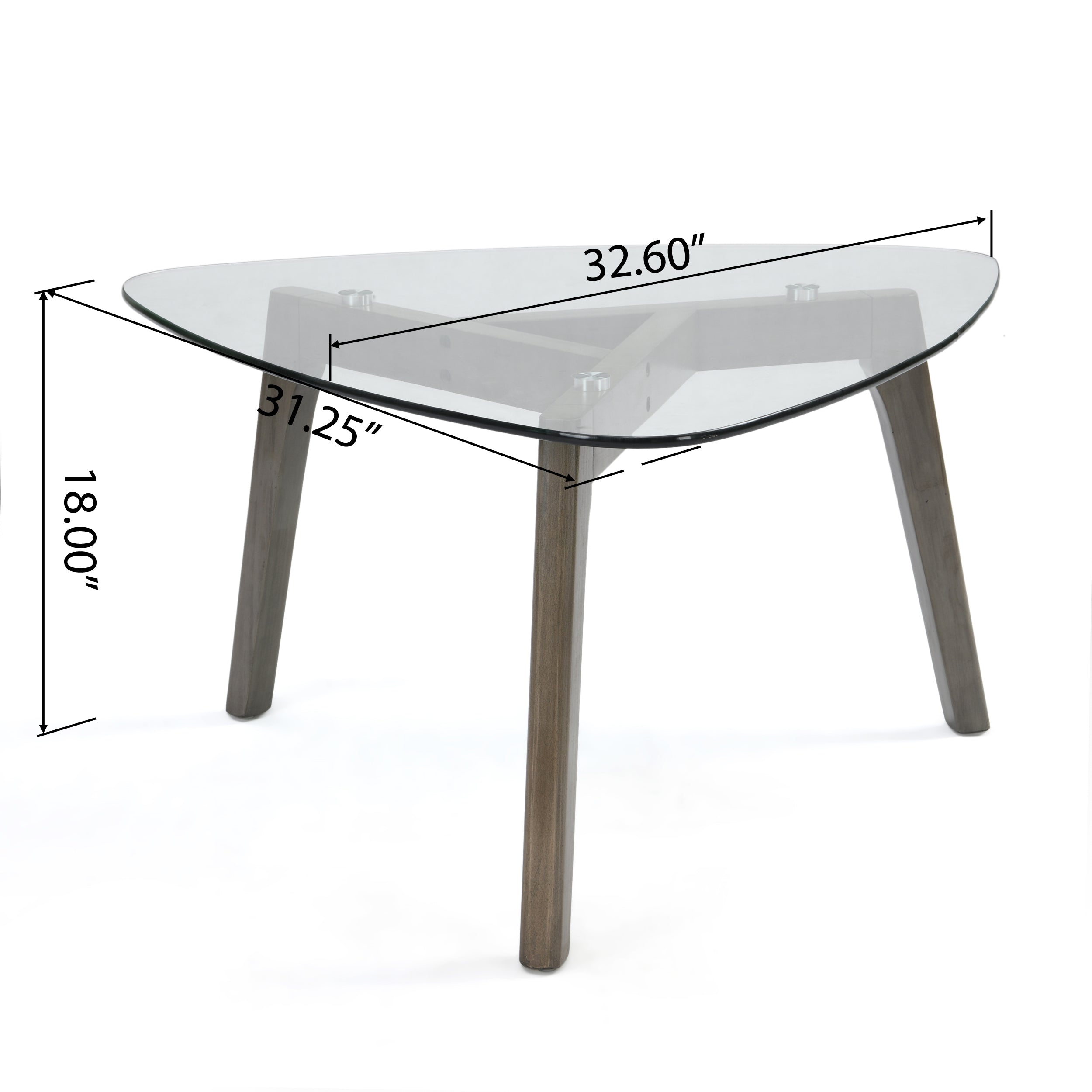 GDF Studio Mosier Mid-Century Modern Coffee Table with Glass Top, Gray