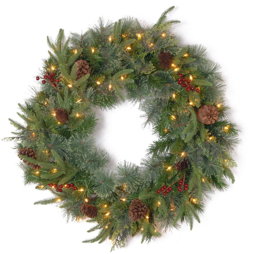  30 in. Colonial Artificial Wreath with Clear Lights PECO4-306-30W-1