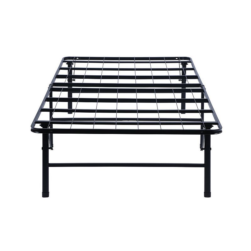 Adel Extra Long Twin Size Low Profile Bed， Foldable Metal Frame， Black