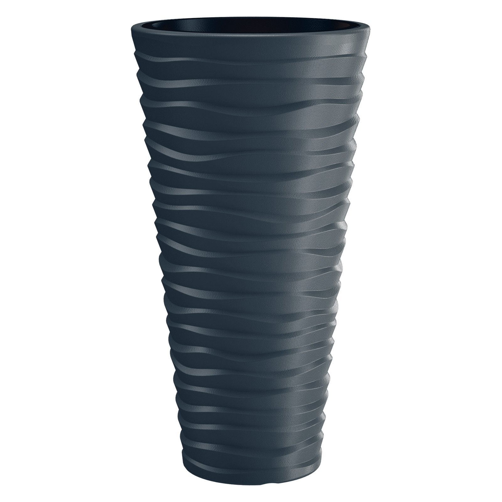 Kasamodern Modern Round Planter Pot with Horizontal Waves