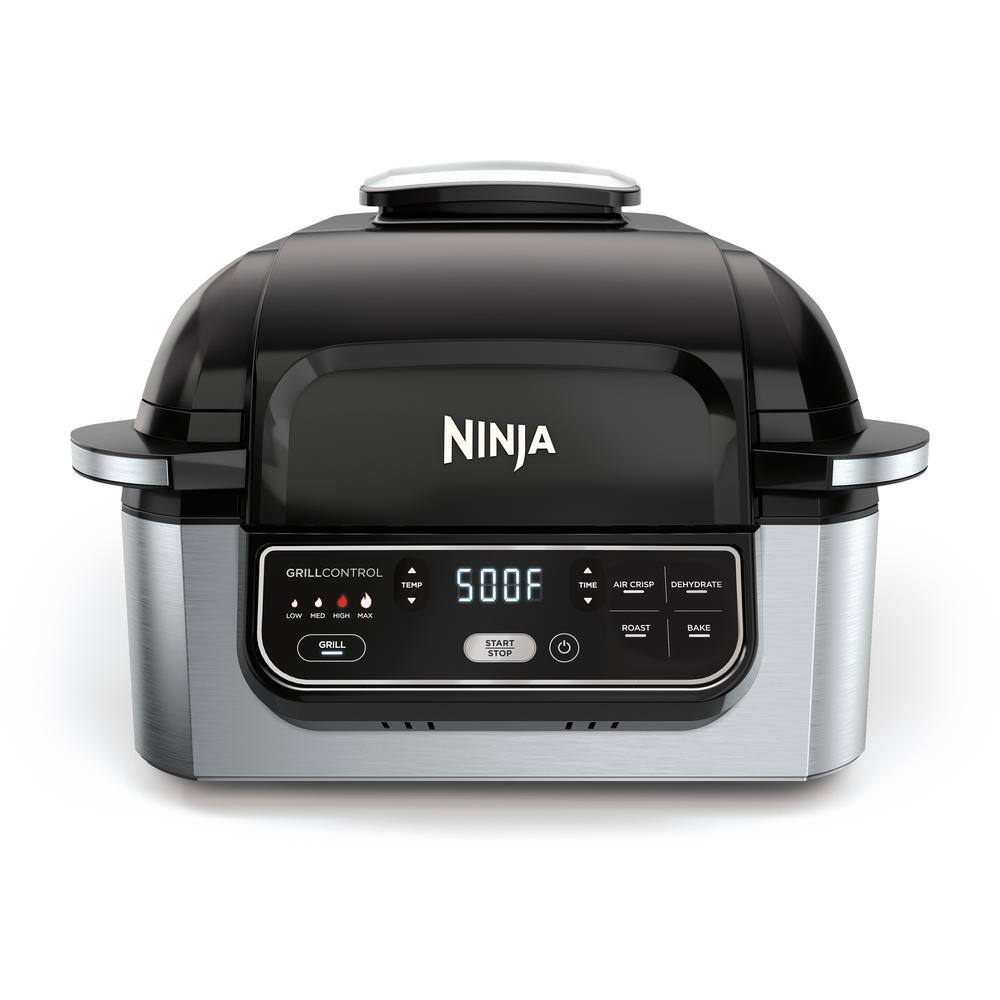 NINJA Foodi 5-in-1 Indoor Grill with 4 Qt. Air Fryer Roast Bake Dehydrate and Cyclonic Grilling (AG301) AG301