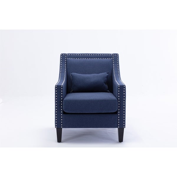 Accent Chair with Nailheads， Tight Back and Solid Wood Legs