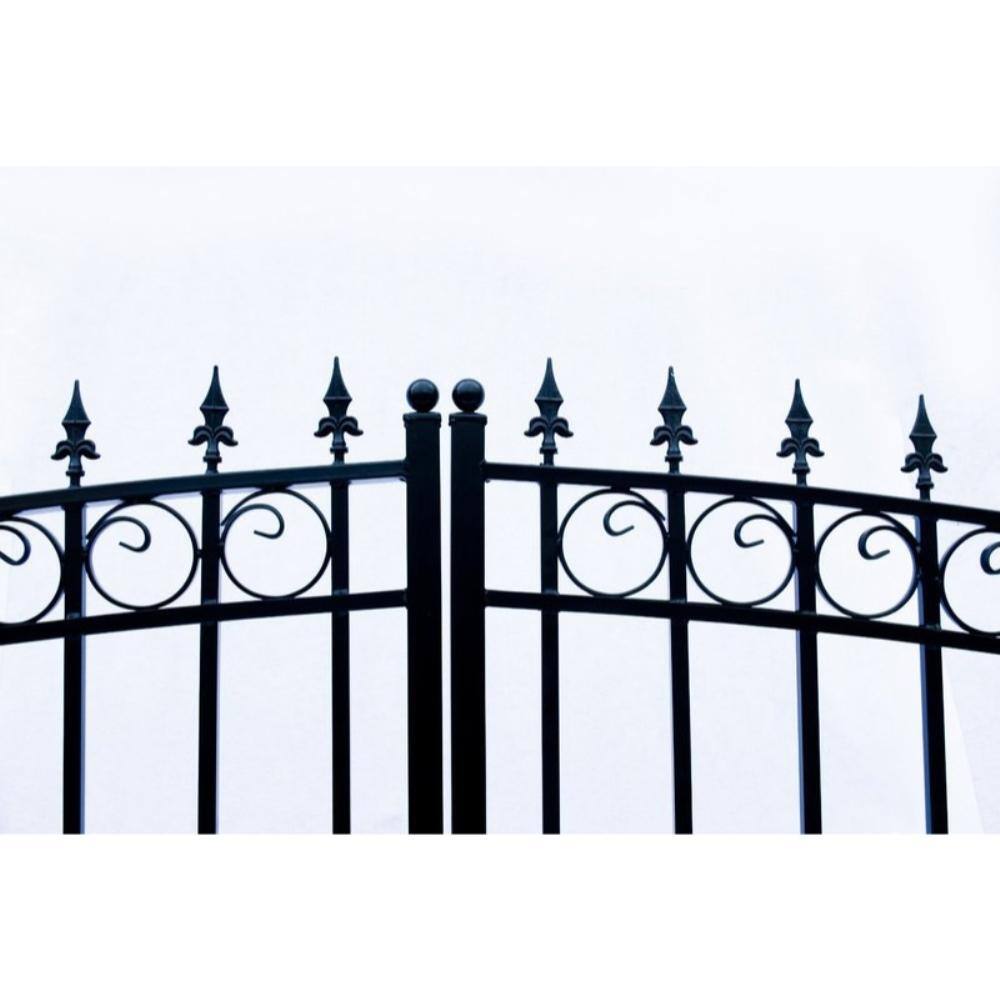 ALEKO Prague Style 16 ft. x 6 ft. Black Steel Dual Driveway Fence Gate DG16PRAD-HD