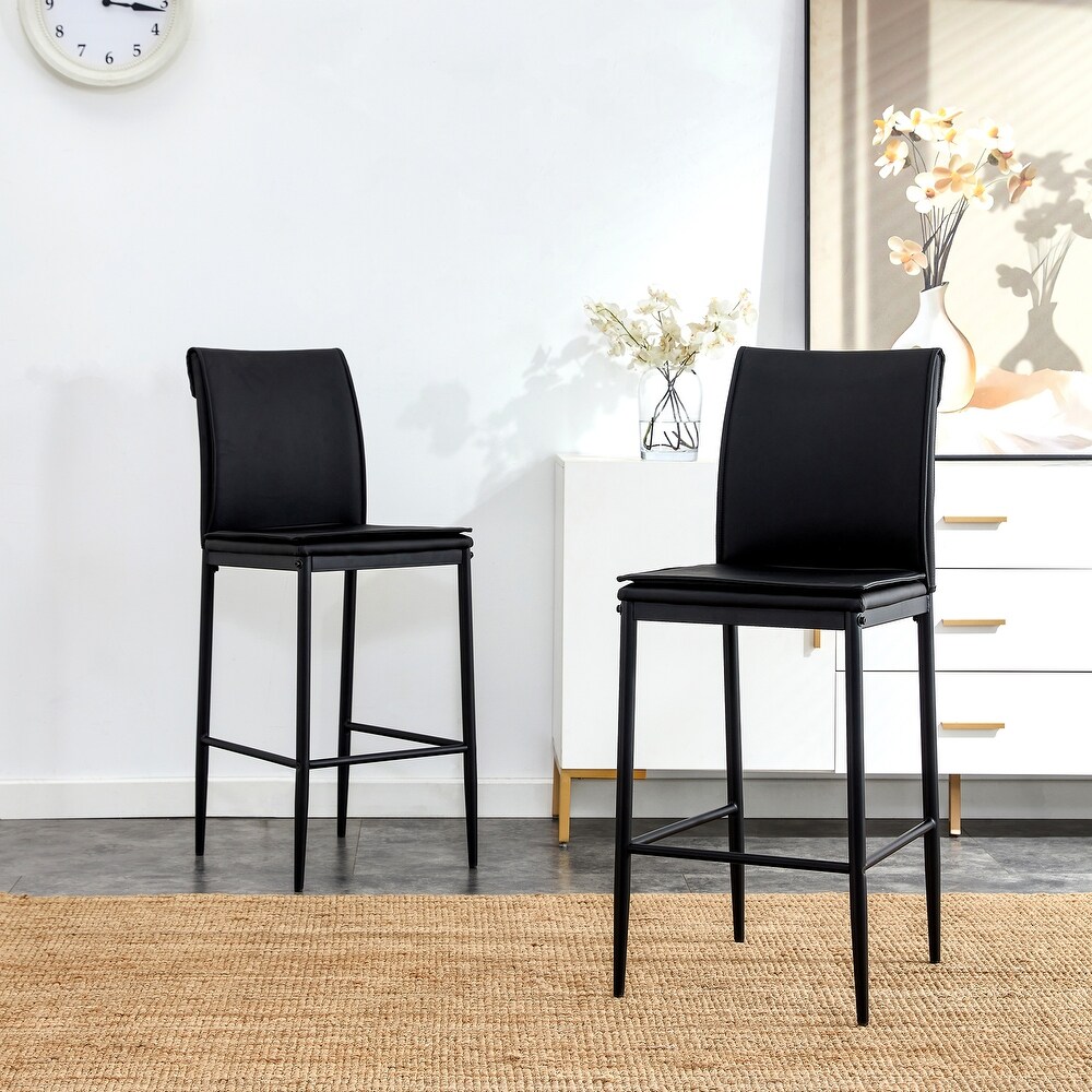 2Pcs Morden Leather Upholstered Barstool Chairs