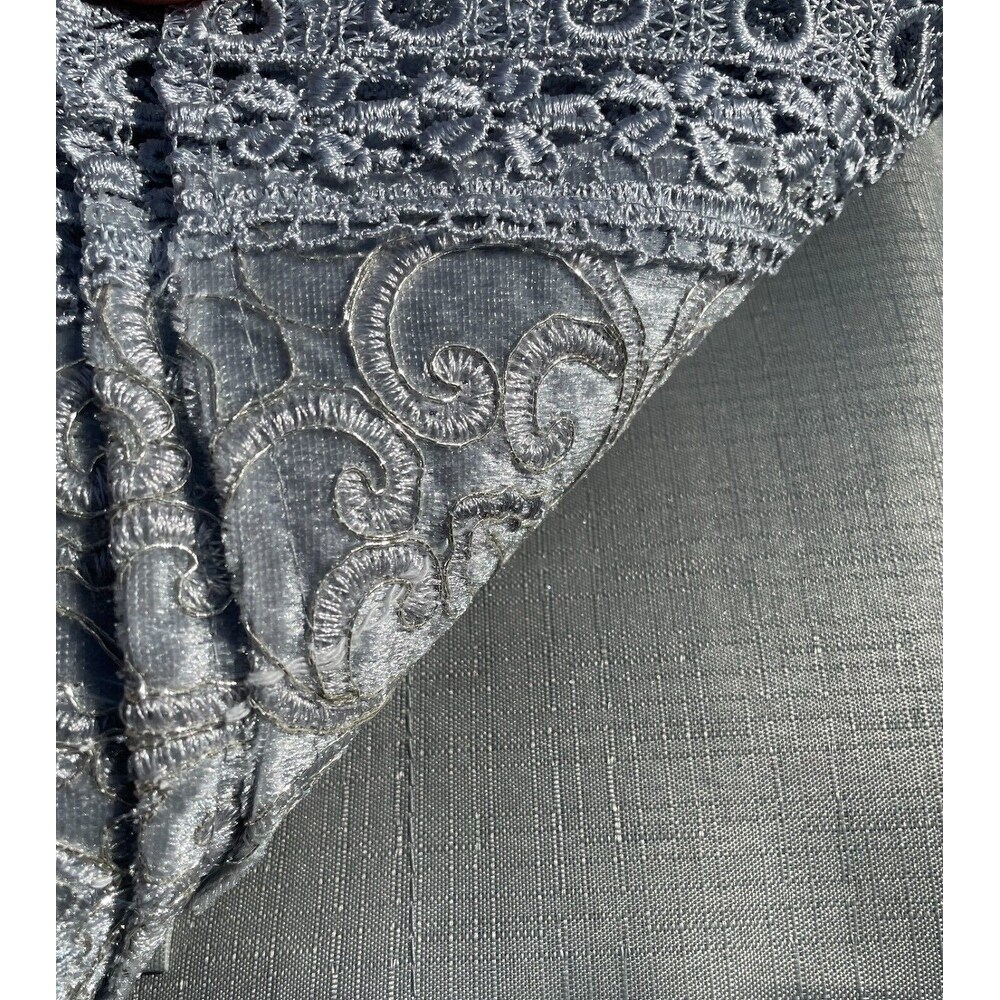 Gray Embroidery Kitchen Curtain 3PC Set Swag and 34 inches Long Tiers Set   55\